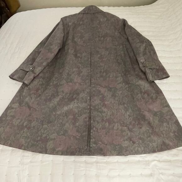 VTG London Fog Raincoat Women's 10 Dusty Floral Print Trench Coat Classic 80's - Picture 11 of 14